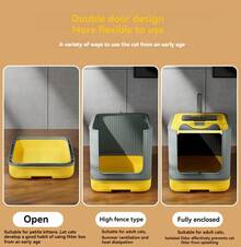 MOFOROCO Lovely Large Capacity Automatic Cat Litter Box, Odor Control Enclosed Front Entry Top Exit Kitty Foldable Litter Box, With Litter Scoop & Activated Carbon Bag, Litter Mat For Option, White, Pink, Yellow - 黃色 - 查看 8