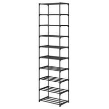 10 Tier Tall Shoe Rack Narrow Lightweight Shoe Shelf Compact Vertical Shoe Stand Small Space Saving For Closet Floor Dorm Storage Organizer Front Door Entrance Entryway