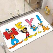 1 pieza Felpudo de entrada impreso, 1 pieza Felpudo de bienvenida "¡HOLA!" con , Pluto, Donald Duck y Goofy, antideslizante para interior, exterior, cocina, entrada, decoración del hogar, regalo, plegable y fácil de limpiar