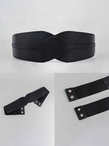 1 pieza Cinturón ancho de estilo punk negro para mujer, adecuado para fiestas de Halloween, fotografía callejera y otras ocasiones