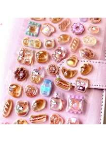 Cute Brown Bear 3D Stickers - Self-Adhesive Glossy Plastic Decals With Crystal Accents, Various Fantastical Designs, Suitable For DIY Crafts, Phone Cases, Laptops And Tablets