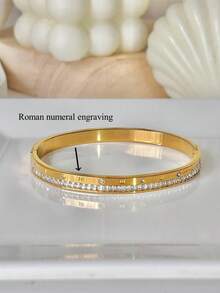 1pc Exquisite 18K Gold-Plated Stainless Steel Fashion Bracelet, Waterproof Women Jewelry - Bracelet - View 24