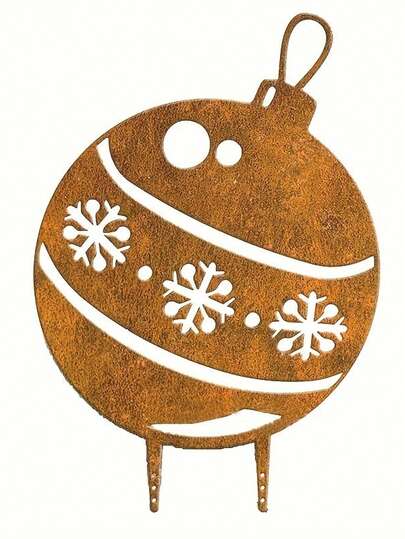 Rostige Weihnachtsmann-, Schneemann-, Glocken- und Strumpf-Metallstangen für den Garten - Ländlich-rustikale Weihnachtsaußendekoration, bodenständig, modisches Thema, ohne Strom oder Batterie benötigt