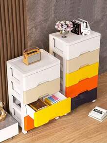 1pc Multi-Layer Drawer Storage Rack, Multi-Functional Storage Cabinet, Movable With Pulleys, Plastic Material, Used For Toy Storage, Home Storage Box, Bedside Table, Living Room Decoration, Bedroom, Bathroom Storage, Kitchen Use - Multicolor - View 7