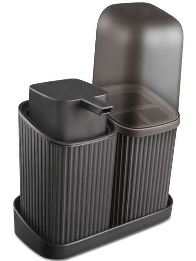 Kit Banheiro Duo - Porta Sabonete liquido - Porta Escova - Bandeja