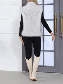 Women's Vest Faux Fur Casual With Zipper Stand-Up Collar