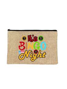 2pcs/Set "Bingo" Letter Print Handbag Set, Bingo Women's Handbag And Wallet Set, Including A Handbag And A Coin Purse, Large-Capacity Women's Bag, Lightweight Large-Capacity Handbag, Reusable Burlap Shopping Bag, Fabric Structure,Gifts For Women,Christmas Gifts,Gift Ideas For Women