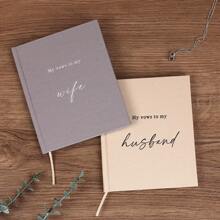 优雅的婚礼誓言书，他和她 - 2 包 2025 年他和她书 - 亚麻精装新娘和新郎笔记本，用于仪式誓言 - 书签和横格页 - 续约和婚礼必备品，用于学校用品，返校 - 米色 - 查看 6