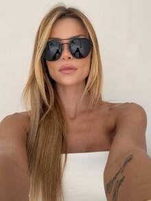 High Quality Hexagonal Sunglasses Acetate Frame Surrounded By Metal Uniseex Uv400 - Black - View 2