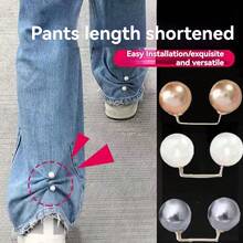 2pcs Pearl Jeans Ankle Clip, Chest Anti Light Needle, Anti Stepping Slipper Buckle, Pants Length Adjuster