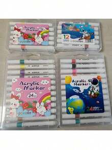 5pcs/9pcs/10pcs/12pcs/24pcs Acrylic Marker Pens, Children's Art Graffiti Pens, Waterproof Acrylic Marker Pens, Opaque Layerable Watercolor Pens, Random Delivery