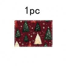 1set/4pcs/6pcs Christmas Retro Christmas Tree Pattern Placemats, Machine-Washable Rectangular Polyester Placemats, Table Protectors, Heat-Insulating Placemats, Restaurant Table Decorations, Party Supplies, Christmas Decorations, Can Be Given As Gifts