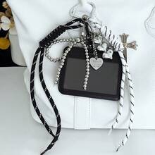 1 peça porta-cartão de identificação preto minimalista, protetor de cartão de foto para fãs de Kpop SVT, serve para mini fotos de 3 a 3,5 polegadas, chaveiro, pingente de bolsa, identidade de estudante, cartão de campus, cartão de refeição, armazenamento de cartão de acesso