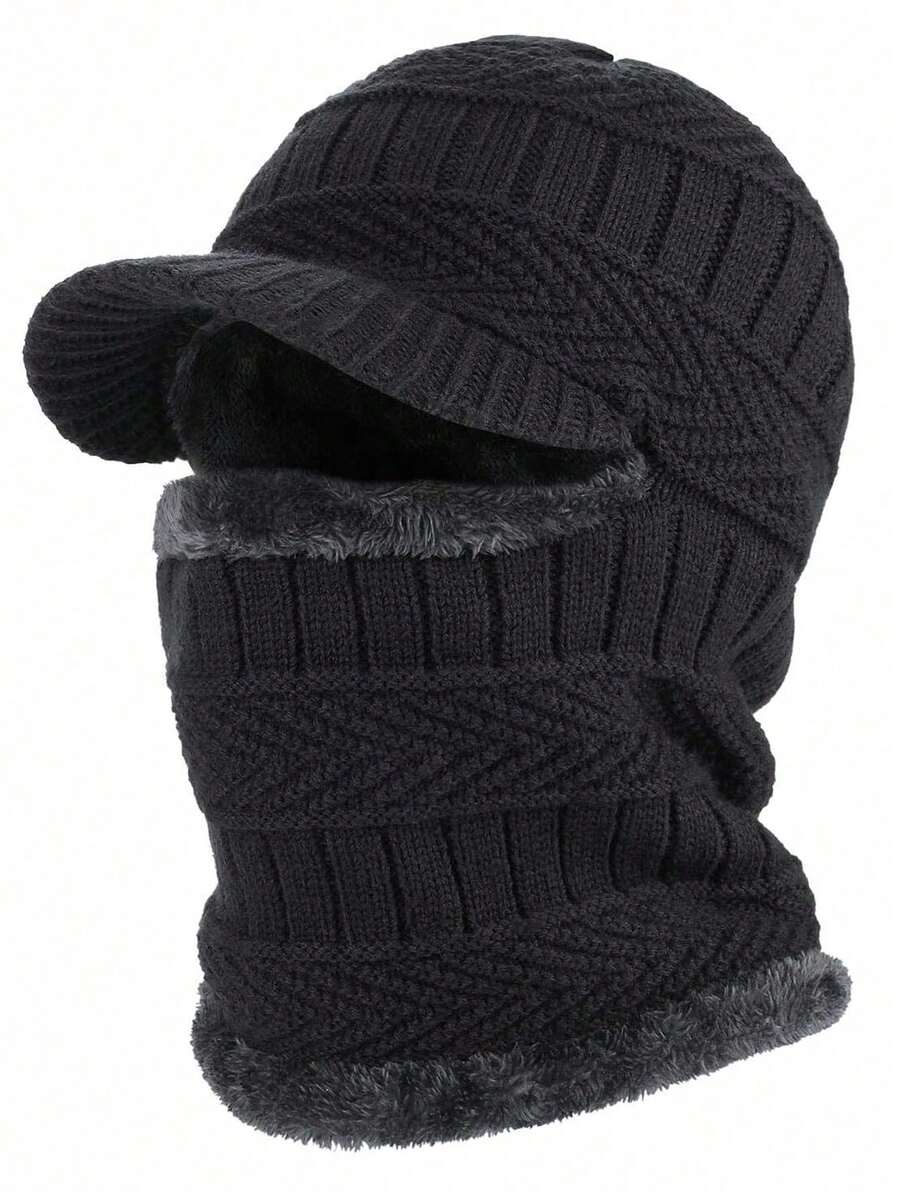 Passamontagna invernale lavorato a maglia, berretto caldo per ciclismo e sci, maschera antivento, cappuccio lavorato a maglia, passamontagna termico in pile pesante, outfit autunnale