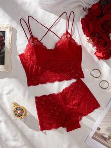 Rotes Spitzen-Lingerie-Set, klassischer Charme, Baddie-Look