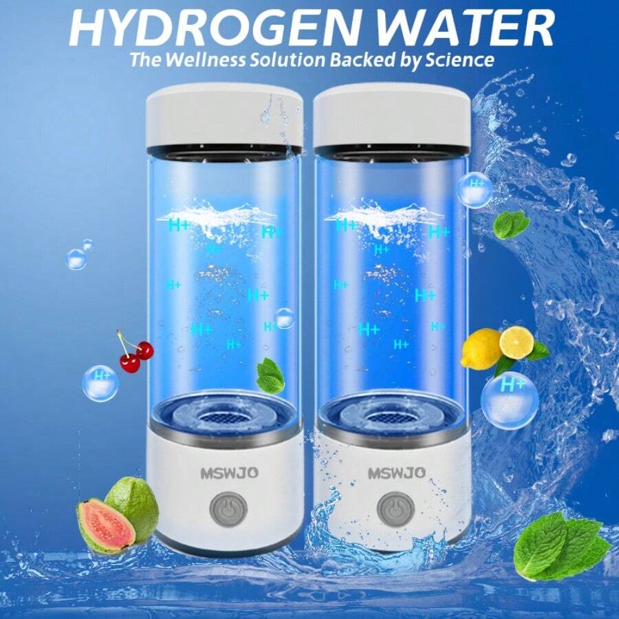 2025 New Hydrogen Water Bottle, Hydrogen Water Bottle Generator, 3-Min Rapid Electrolysis, PEM Technology Water Ionizer, 15.22oz Portable Hydrogen Water Generator For Office, Daily Drinking, Travel Exercise Home, And Gifts (Silver Lid) - Trắng PRO - Xem 1