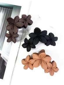 2 pezzi Eleganti fermagli per capelli floreali - Fermagli per capelli di grandi dimensioni opachi, design di fermagli per capelli floreali neri e marrone scuro, adatti come accessori per abbigliamento autunnale/invernale da donna, fermagli per capelli carini, versatili per vari stili di acconciatura, fermagli per capelli resistenti con finitura lucida, accessori per capelli Fermagli a pinza eleganti per capelli invernali