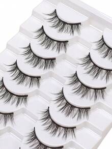 10 paia di ciglia finte spesse dall'aspetto naturale, ciglia a forma di diavolo europee e americane, nere dritte e arricciate