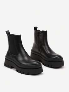 Women's Chunky Platform Chelsea Boots - Casual Winter - Black - View 5