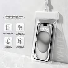 1pc Waterproof Phone Pouch, IPX8 Waterproof Phone Case, With Lanyard - Essential For Diving, Swimming, Beach, Compatible With IPhone Android Phones Up To 9.45in And All Models