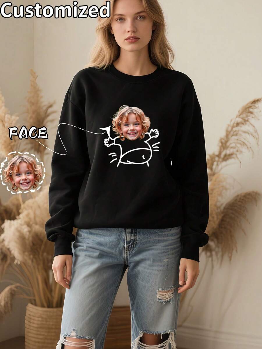 Blusa feminina de manga comprida personalizável (chapéu não incluso). Personalize com sua imagem favorita e crie uma peça exclusiva. Esta blusa personalizada e com design único é perfeita para o dia a dia, passeios, esportes e diversas outras ocasiões. É o presente ideal para familiares, amigos e aniversários.