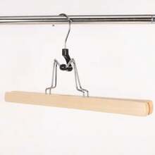 3 Pack Solid Wood Skirt Hangers Wood Pant Hangers Wooden Hanging Clips Skirt Pant Rack