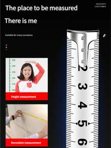 1PC 3/5/7.5/10M Industrial Grade Tape | Metric Black Heavy Duty Carbon Steel Tape - Anti Fracture Structure, Very Suitable For Construction, Engineering, Manufacturing, DIY Projects - Professional Tape Tools, Construction Tape, Building Surveying, Engineering Tools, Sturdy Appearance, Ergonomic Design, Reliable Measurement - Black - View 10