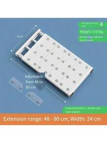 1 pieza Juego 3 en 1 [Adhesivos*2 + Producto] Organizador divisor de estantes sin taladro ajustable, estantería apilable y ahorradora de espacio expandible para armario, cocina, baño, dormitorio, zapatero y espacios estrechos - Multicolor - Ver 16