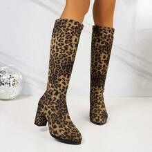 Women's Round Toe Elastic Boots, Leopard Print Casual Vintage Fabric Shoes, Suitable For Casual, Holiday, Party, All Seasons - Multicolor - View 4