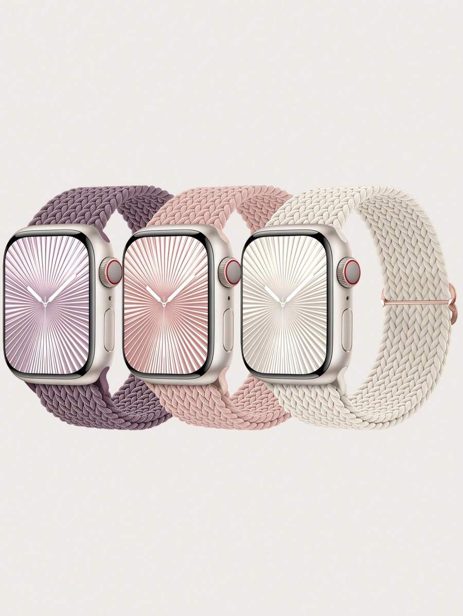 Bộ 3 dây đeo nylon co giãn bện, tương thích với Apple Watch 49mm 46mm 45mm 44mm 42mm 41mm 40mm 38mm Ultra 2/Ultra dành cho nam và nữ, có thể điều chỉnh với móc cài đơn cho Ultra 2, Ultra Series SE 11/10/9/8/7/6/5/4/3/2/1