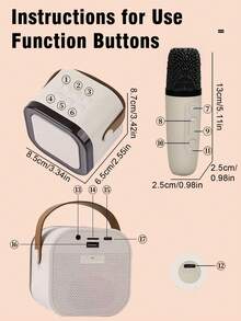 一套无线麦克风音箱系统，适用于卡拉OK、家庭互动、音频派对、户外使用，迷你便携式KTV唱歌，多功能外置音箱带卡槽，一键人声消除，呼吸灯效果