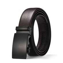 Men's Leather Belt With Automatic Metal Ratchet Buckle – Casual And Functional For Students And Everyday Use KITS 1/2/ - 鏽棕色 - 查看 1