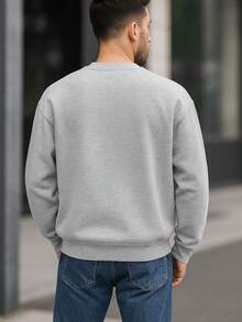 Ropa cómoda caballero Sudadera cuello redondo Sudadera de felpa - Gris - Ver 2