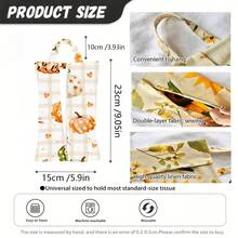 1 件/2 件/4 件卡通南瓜图案亚麻纸巾架 - 适合作为感恩节礼物、感恩节装饰、带挂绳的矩形涤纶面料纸巾盒，适用于客厅、卧室、浴室和汽车，时尚家居装饰配件，图案优雅，结构耐用，实用收纳 - 彩色 - 查看 6