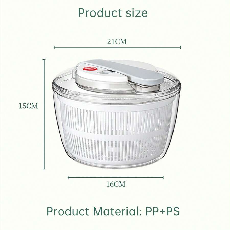 Vegetable Manual Press Dehydrator, Salad Spinner, Washing Basin, Draining Rack, Fruit & Vegetable Dehydrator, Drainage Bag, Fashionable Household Item - Transparent - View 1