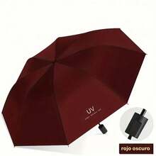 Manual Folding Umbrella For Sun Protection - Burgundy - View 3