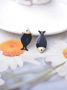 6 قطع سحر أسماك صغيرة ملونة من النحاس مطلي بالمينا على الوجهين للأقراط والقلائد وصناعة المجوهرات والديكور