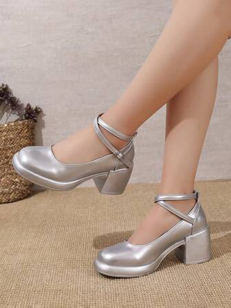 Elegantes zapatos planos de estilo Mary Jane con hebilla plateada, tacón alto, suela suave y cómoda, no se cansan al usarlos por mucho tiempo, nuevos mocasines de estilo campus