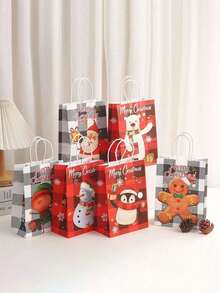 12pcs/Pack Christmas Party Gift Baking Candy Cookie Bags, Assorted Christmas Christmas Decorations Christmas Pajamas Christmas Gifts Christmas Decor