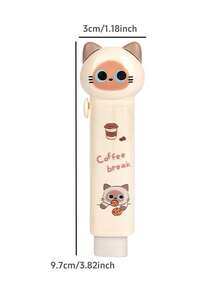 1pc/2pcs/4pcs Cartoon Cute Cat Retractable Eraser, Less-Dust Pencil Cleaning Retractable Design Kawaii Cartoon Eraser, Kids Gift School Student Reward