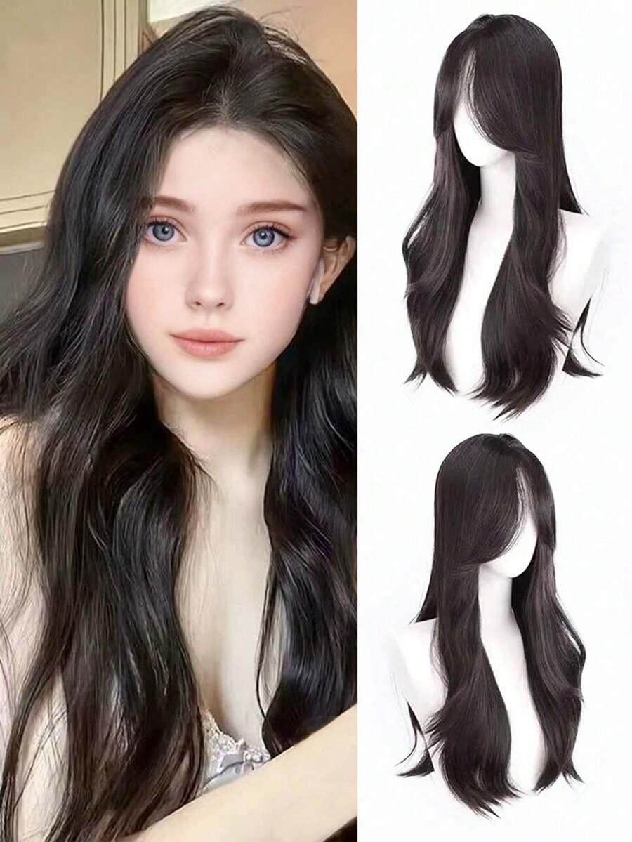 24 Inch Wig Women's New Part Eight Figure Bangs Big Wavy Hair Wig Set