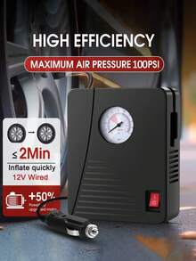 空气压缩机轮胎充气机便携式气泵适用于汽车轮胎 12V DC 自动轮胎泵 100PSI 带 LED 灯适用于汽车、自行车和其他充气设备、汽车配件 - 黑色 - 查看 7