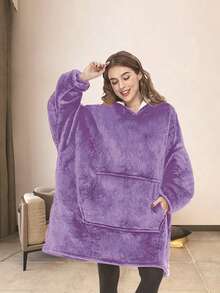 1 Stück tragbare Decken-Kapuze für Frauen und Männer, überlange Kapuzen-Decken-Sweatshirts, dick und warm tragbare Kapuzen-Sweatshirt-Decke, kuschelig und warm Fleece-Decke mit Ärmeln und großer Tasche für Erwachsene und Kinder, kuschelige Kapuzen-Decke als Geschenk für drinnen & Outdoor, tolles Geschenk für Freunde, Familie zu Weihnachten