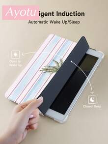 Ayotu 条纹棕榈树图案保护套，兼容 10.2 英寸（2021/2020 款，第九/八代）、Galaxy Tab A8 10.5 英寸（2022 款）、MatePad 10.4/Tab，带笔槽，支持自动休眠/唤醒功能，时尚保护套 - 彩色 - 查看 7