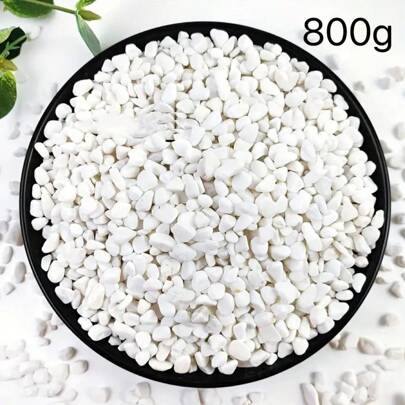 Piedras decorativas blancas, grava mate, rocas para plantas de interior, rocas blancas naturales de río, piedras para llenar jarrones, grava de guisante, piedras pequeñas, grava para acuarios, rocas para suculentas (0.5-0.9cm). Las piedras tienen una forma asimétrica.