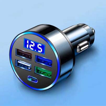 Carregador Automotivo 5 Portas Carregamento Rápido PD QC3.0 USB Telefone Para Type C