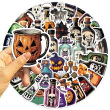SCXXBSW 50pcs Halloween Potion Bottle Stickers Cool Anime Stickers Decorative Stickers Waterproof And Durable Cool Anime Stickers Waterproof And Durable Mobile Phone Case Decorative Stickers Can Be Affixed To Laptops, Mobile Phones, Water Bottles, Guitars, Skateboards, Suitcases, Etc., Start Your DIY Creative Journey, Is The First Choice For Gifts For Festivals Such As Halloween And Christmas - Multicolor - View 5