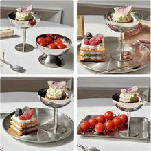 1 Pc Stainless Steel Ice Cream Cups, Dessert Cups, Washable Beautiful Ice Cream Tall Cups For Pudding Mousse Fruit Salad, For Home Kitchen Restaurant, Tableware Accessories, Dessert Bowls, Stainless Steel Cups, Ice Cream Cups, Ice Cream Bowls