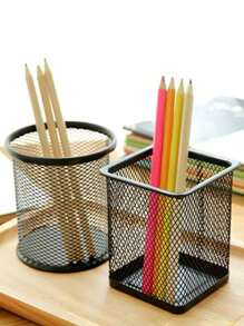 Iron Mesh Pen Holder, Desktop Decor Storage Cup, Creative Hollow Metal Desk Organizer, Colorful Round Stationery Pen Pot For Students - Multicolor - View 2