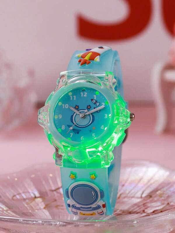 1pc 3D Cute Unicorn Silicone Luminous Quartz Watch, Suitable For Campus, Birthday, Halloween, Back To School